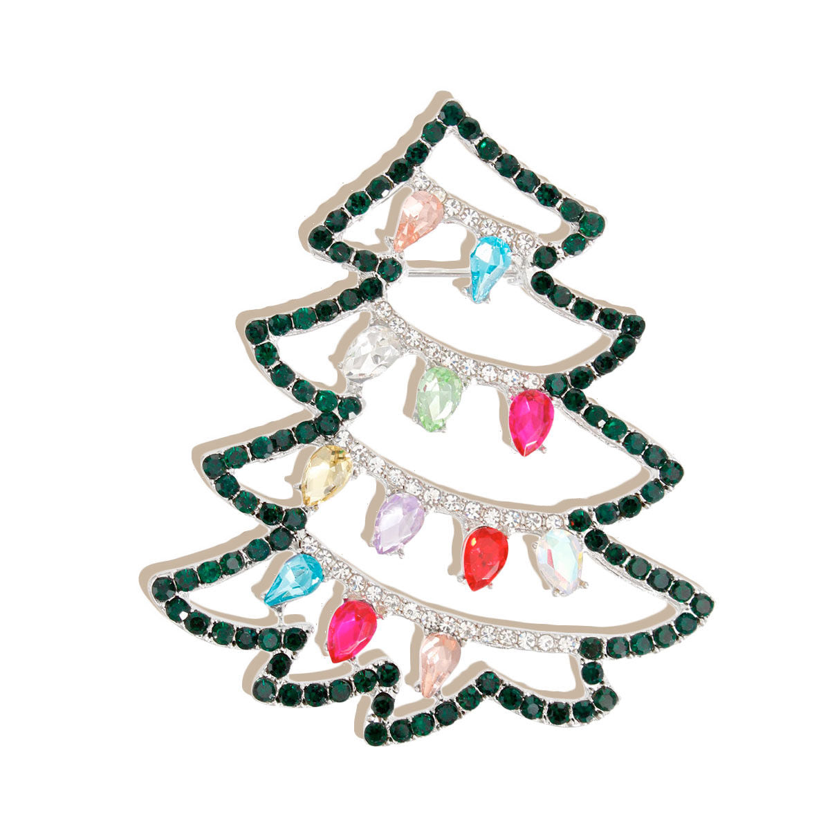 Brooch Silver Xmas Tree Bling Pin for Women|2.25 x 2 inches - Premium Wholesale Jewelry from Pinktown - Just $10! Shop now at chiquestyles