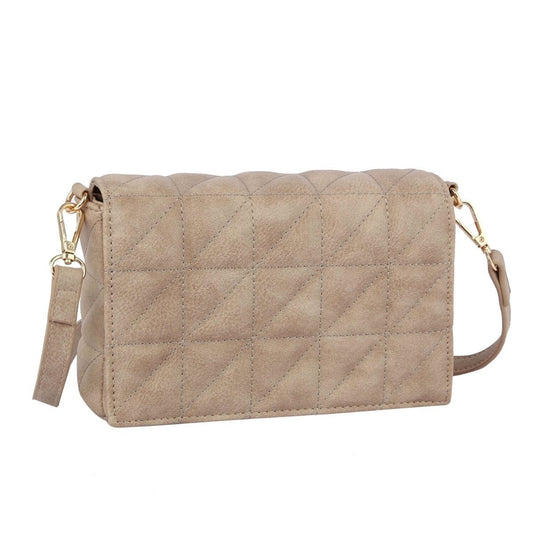 Light Brown Quilted Boxy Crossbody|8.3 x 5.5 x 2.4 inches - Premium Wholesale Fashion Accessories from Pinktown - Just $39! Shop now at chiquestyles