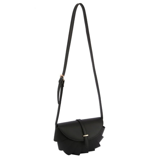 Black Pleated Semicircle Crossbody|10.5 x 8.3 x 3 inches - Premium Wholesale Fashion Accessories from Pinktown - Just $49! Shop now at chiquestyles