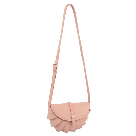 Blush Pleated Semicircle Crossbody|10.5 x 8.3 x 3 inches - Premium Wholesale Fashion Accessories from Pinktown - Just $49! Shop now at chiquestyles