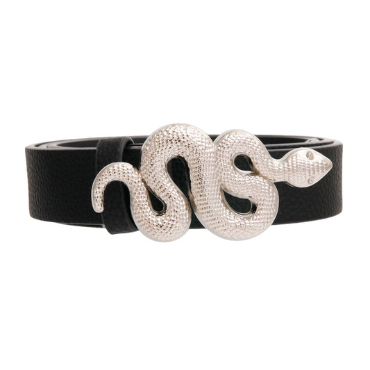 Black and Silver Snake Designer Belt|Adjustable - Premium Wholesale Fashion Accessories from Pinktown - Just $14! Shop now at chiquestyles