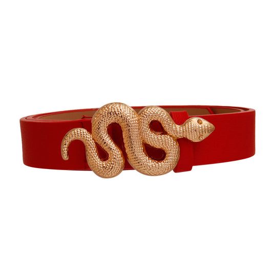 Red and Gold Snake Designer Belt|Adjustable - Premium Wholesale Fashion Accessories from Pinktown - Just $14! Shop now at chiquestyles