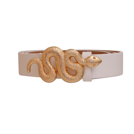 White and Gold Snake Designer Belt|Adjustable - Premium Wholesale Fashion Accessories from Pinktown - Just $13! Shop now at chiquestyles