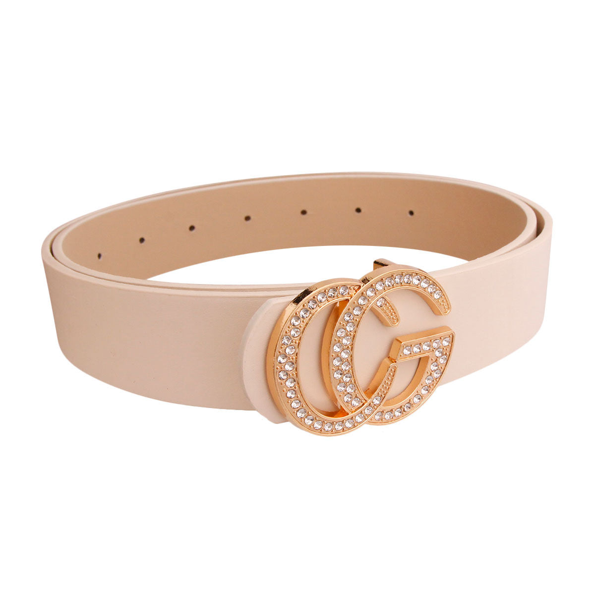 Cream and Rhinestone Gold Letter Belt|Adjustable - Premium Wholesale Fashion Accessories from Pinktown - Just $13! Shop now at chiquestyles
