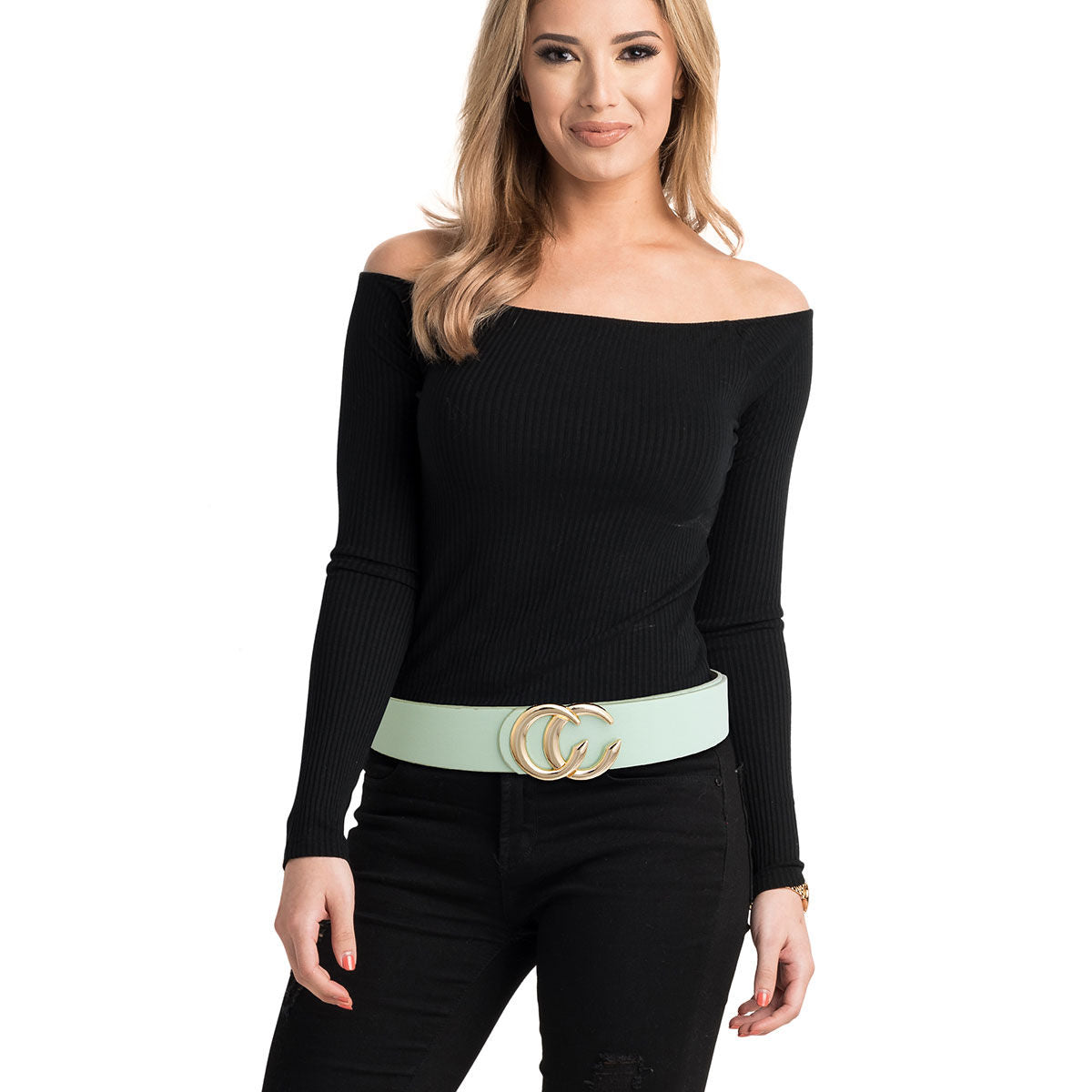 Mint and Gold C Designer Belt|Adjustable - Premium Wholesale Fashion Accessories from Pinktown - Just $12! Shop now at chiquestyles