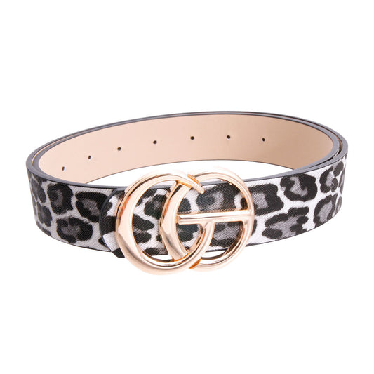 Black Leopard and Gold Monogram Letter Belt|Adjustable - Premium Wholesale Fashion Accessories from Pinktown - Just $12! Shop now at chiquestyles