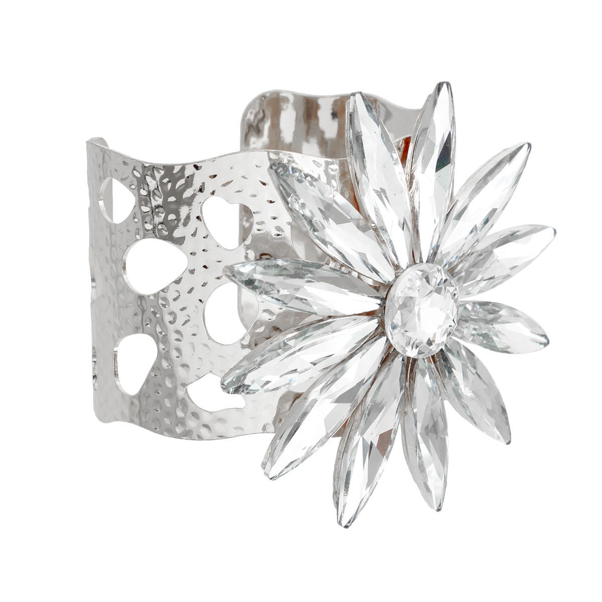 Silver Flower Open Cuff|Adjustable - Premium Wholesale Jewelry from Pinktown - Just $25! Shop now at chiquestyles