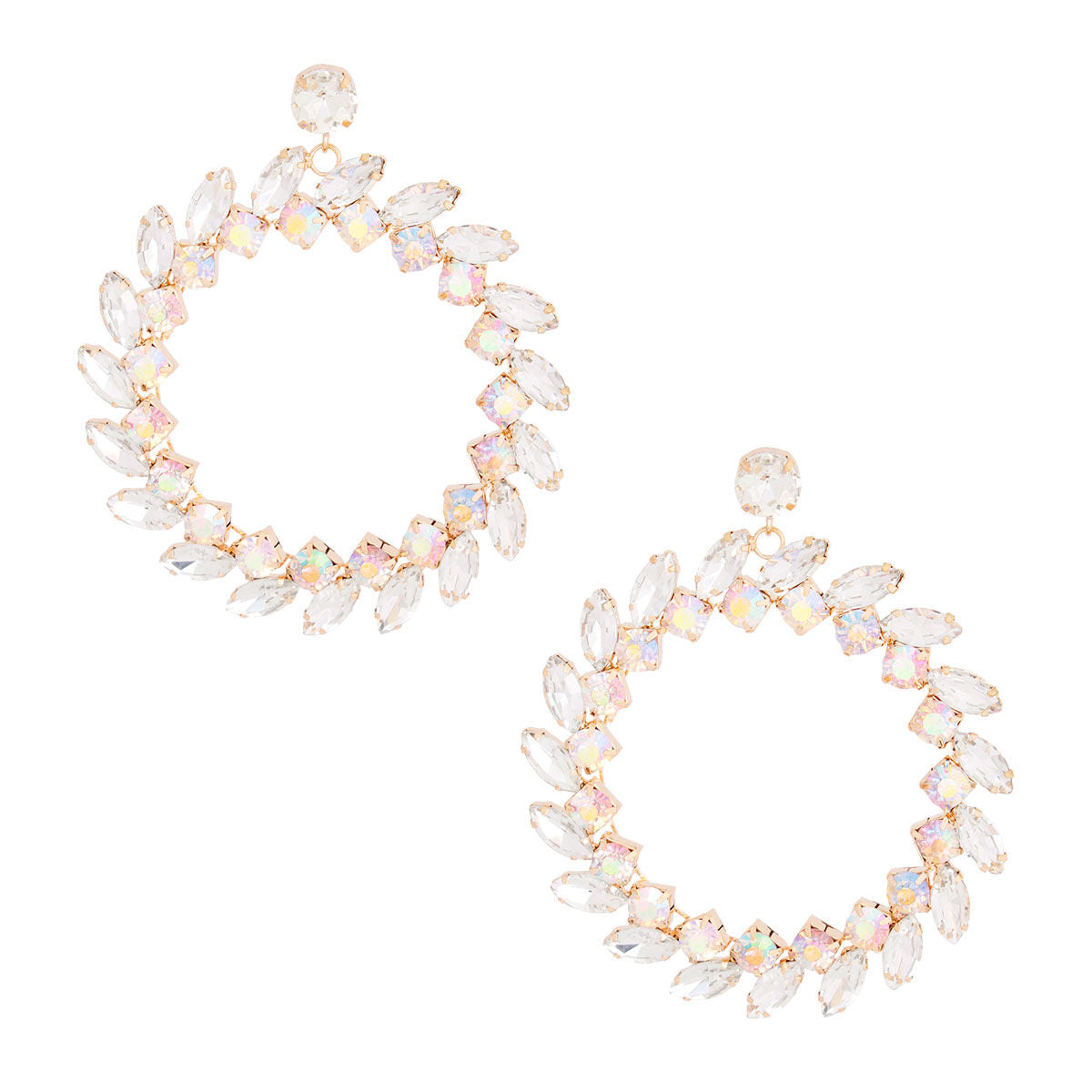 XL Gold Crystal Wreath Earrings|4.25 inches - Premium Wholesale Jewelry from Pinktown - Just $22! Shop now at chiquestyles