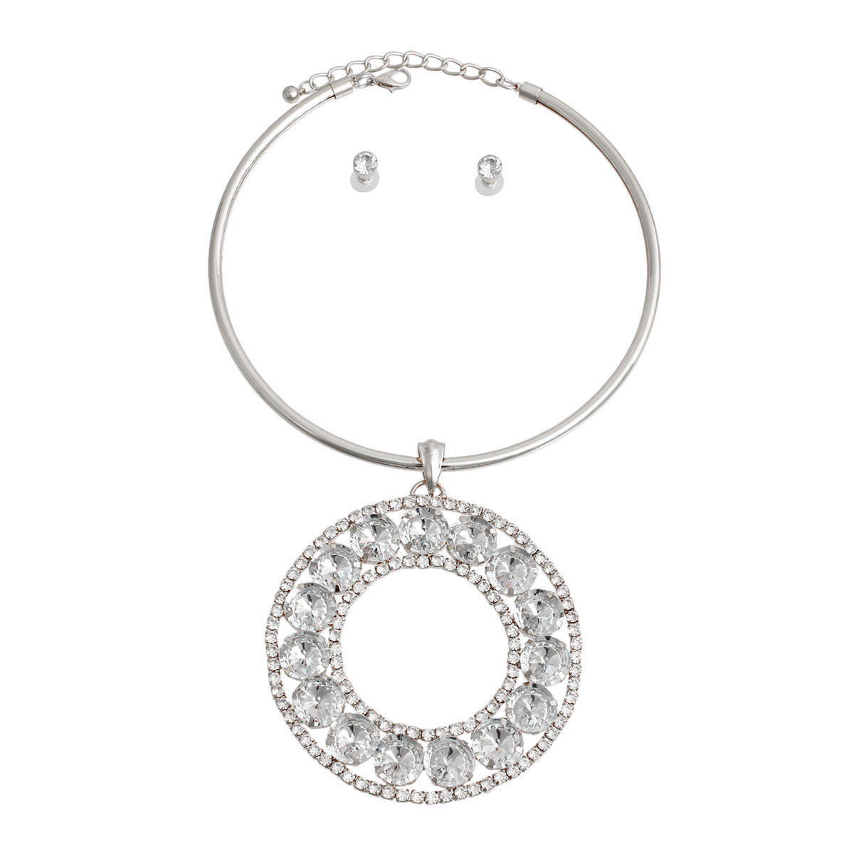 Rigid Silver Halo Circle Necklace|18 inches - Premium Wholesale Jewelry from Pinktown - Just $17! Shop now at chiquestyles