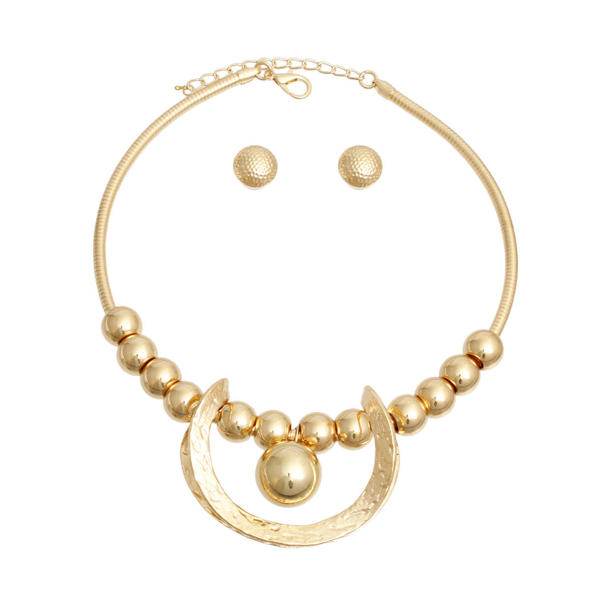 Gold Ball Semicircle Necklace|20 inches - Premium Wholesale Jewelry from Pinktown - Just $22! Shop now at chiquestyles