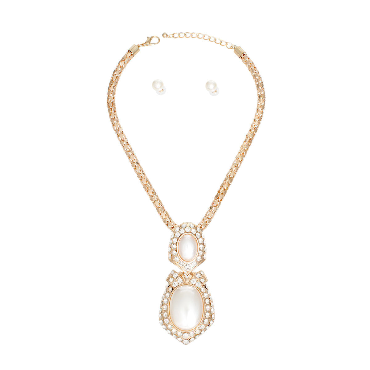 Gold Mesh Elegant Drop Pearl Necklace|18 + 3 inches - Premium Wholesale Jewelry from Pinktown - Just $20! Shop now at chiquestyles