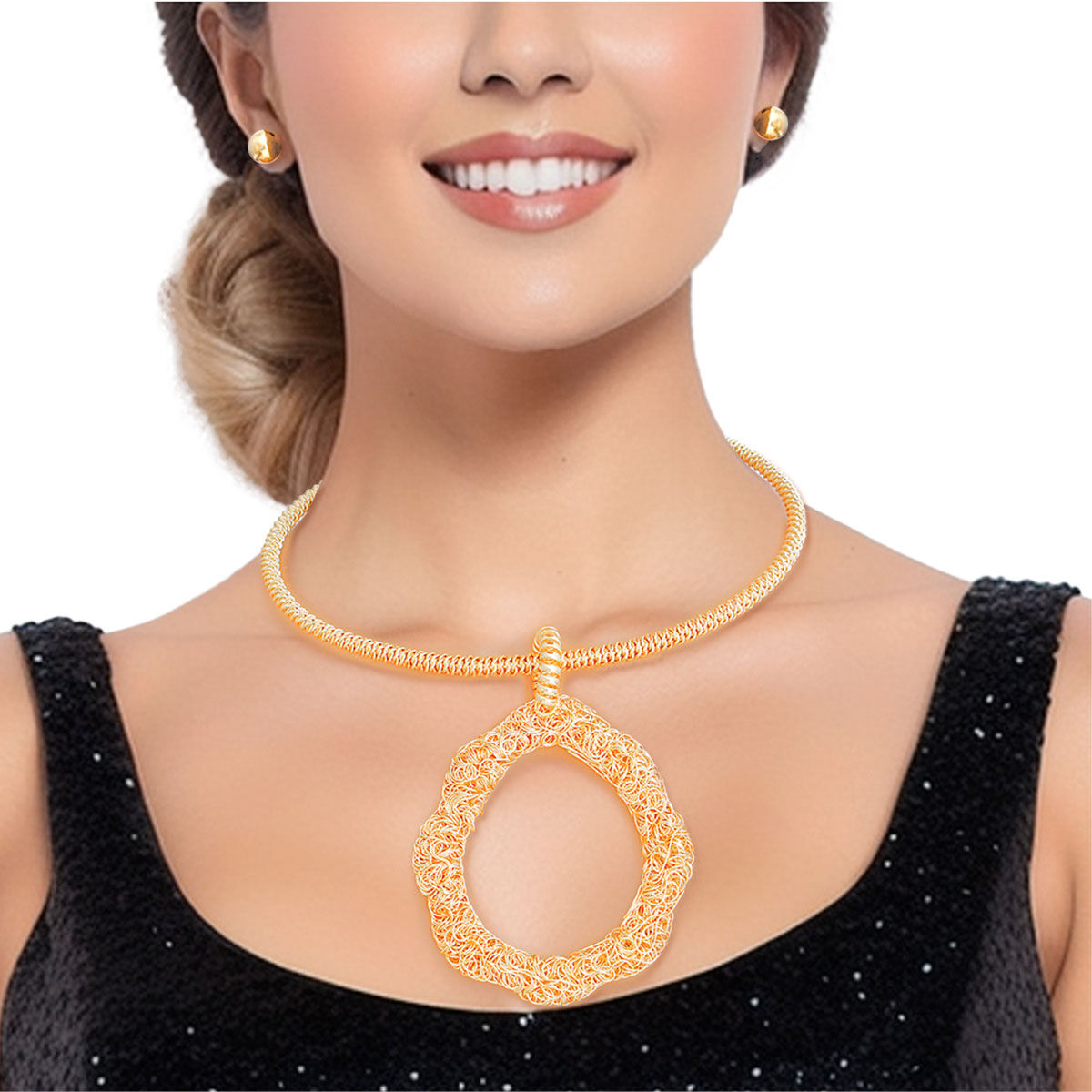 Pendant Necklace Gold Wire Teardrop Set for Women - Premium Wholesale Jewelry from Pinktown - Just $12! Shop now at chiquestyles