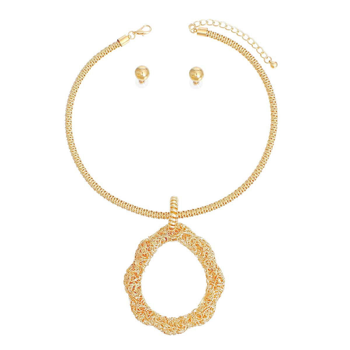 Pendant Necklace Gold Wire Teardrop Set for Women - Premium Wholesale Jewelry from Pinktown - Just $12! Shop now at chiquestyles