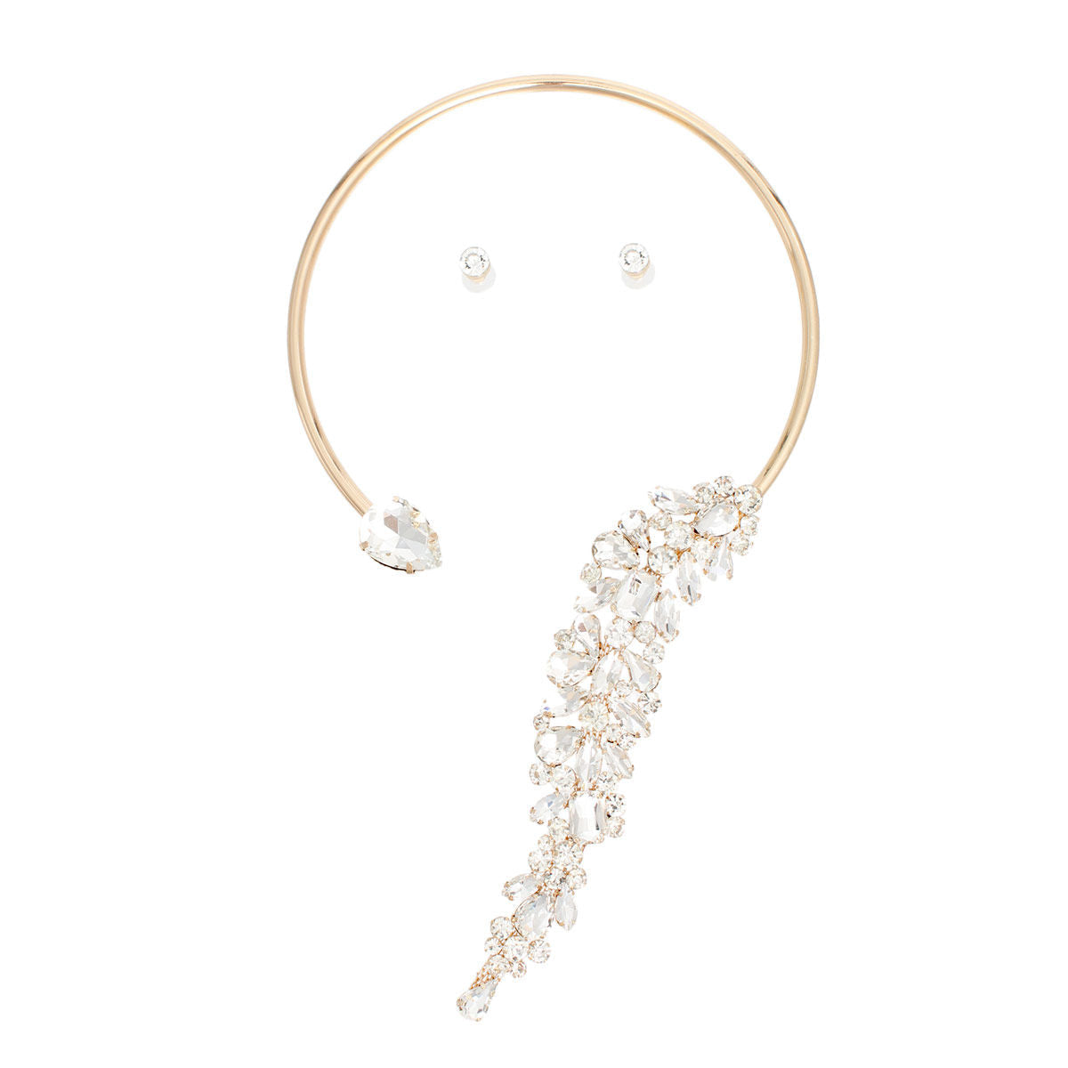 Necklace Gold Crystal Drop Choker for Women - Premium Wholesale Jewelry from Pinktown - Just $27! Shop now at chiquestyles