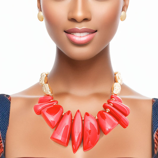 Necklace Red Bead Tribal Collar for Women - Premium Wholesale Jewelry from Pinktown - Just $28! Shop now at chiquestyles