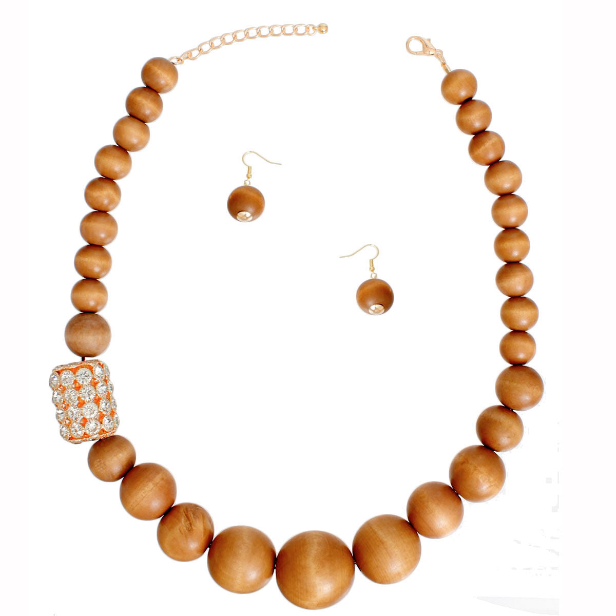 Bead Necklace Graduated Brown Wood Set for Women - Premium Wholesale Jewelry from Pinktown - Just $22! Shop now at chiquestyles