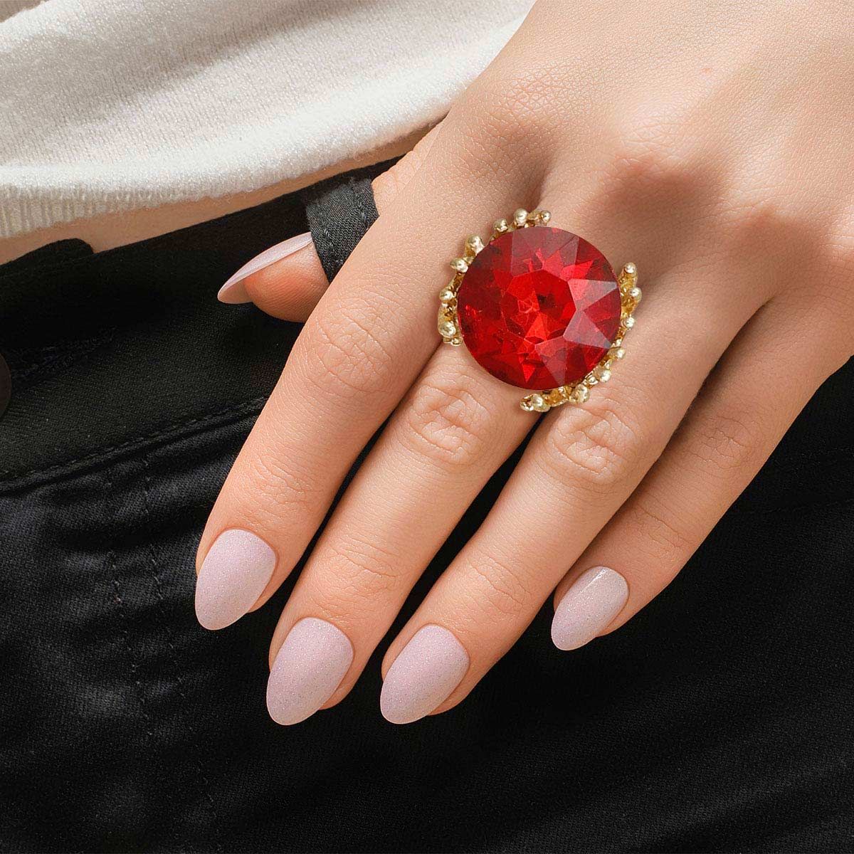 Red Crystal Gold Branch Ring|Stretch to Fit - Premium Wholesale Jewelry from Pinktown - Just $12! Shop now at chiquestyles