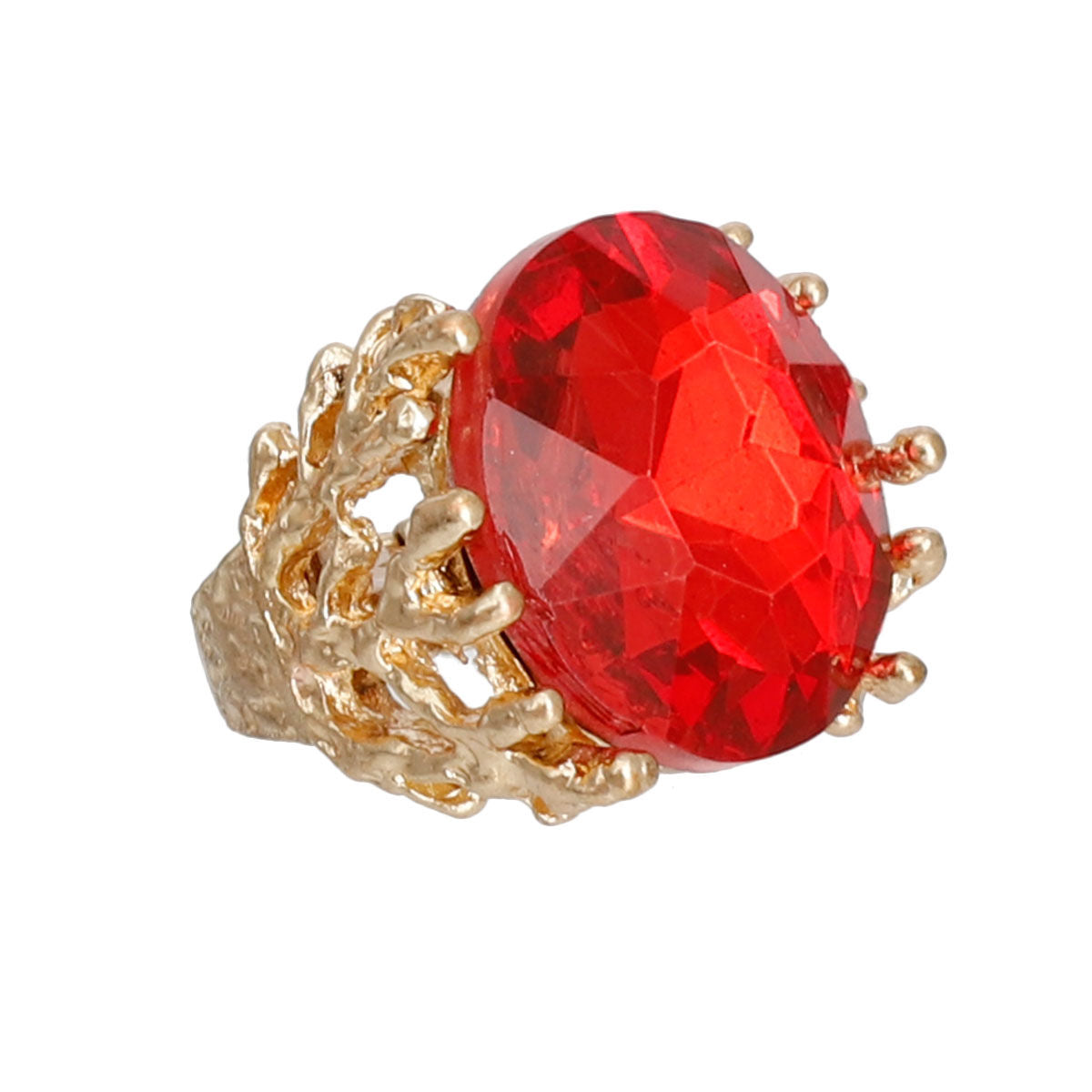 Red Crystal Gold Branch Ring|Stretch to Fit - Premium Wholesale Jewelry from Pinktown - Just $12! Shop now at chiquestyles