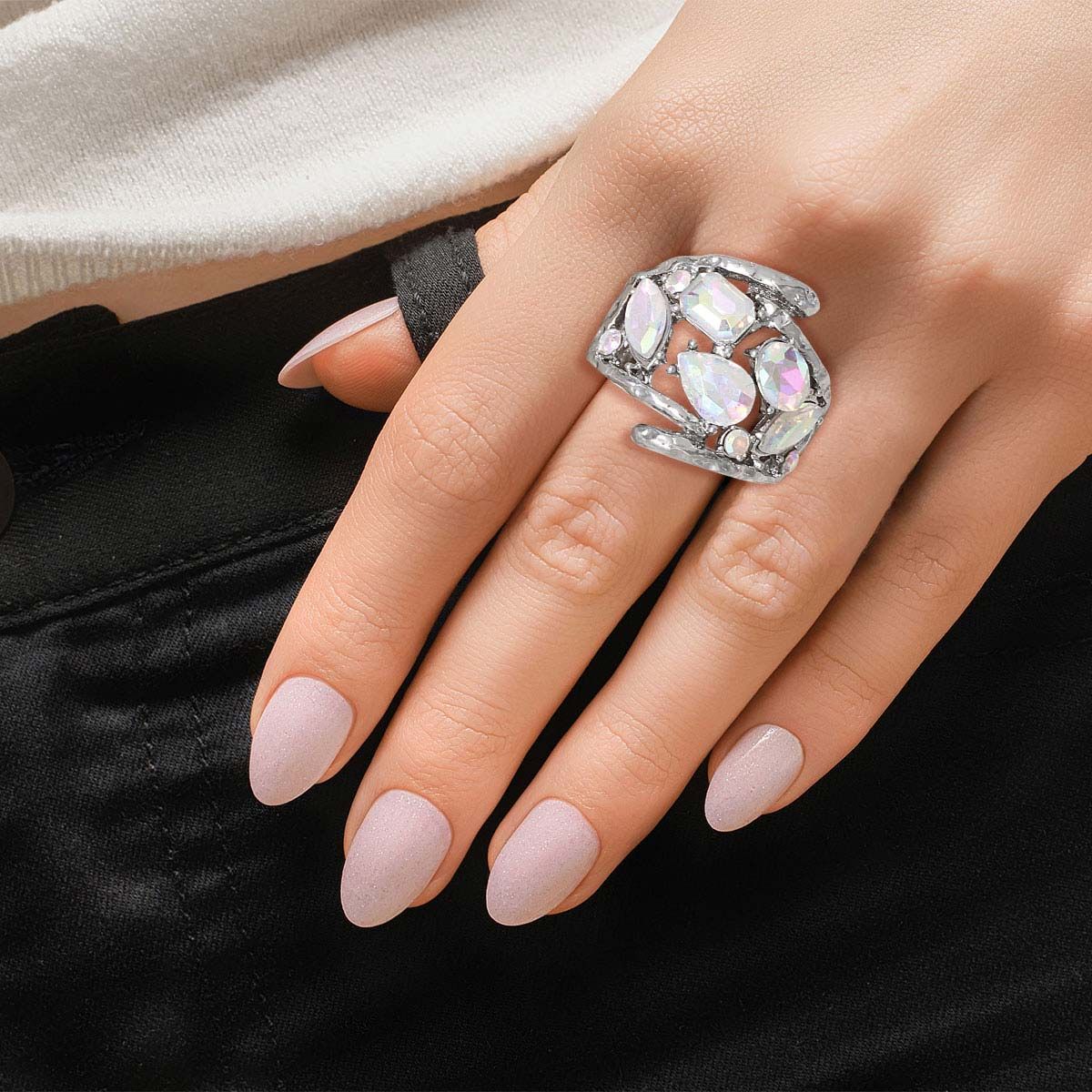 Silver Loop AURBO Ring|Stretch to Fit - Premium Wholesale Jewelry from Pinktown - Just $10! Shop now at chiquestyles