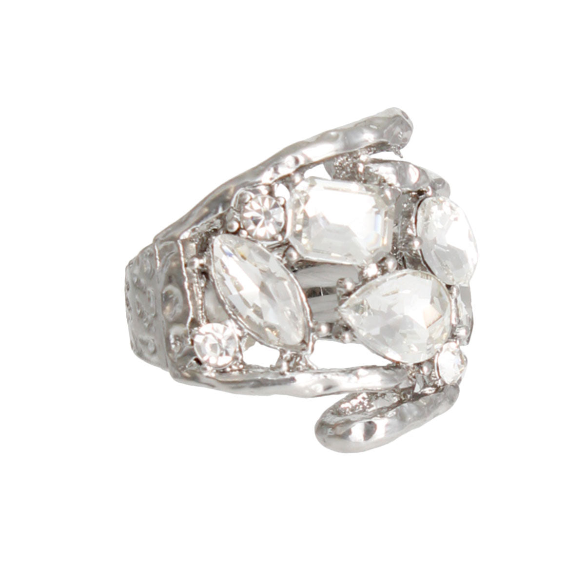 Silver Loop Crystal Ring|Stretch to Fit - Premium Wholesale Jewelry from Pinktown - Just $10! Shop now at chiquestyles