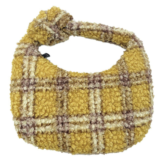 Mustard Plaid Sherpa Bag|12.6 x 6.7 inches - Premium Wholesale Fashion Accessories from Pinktown - Just $22! Shop now at chiquestyles