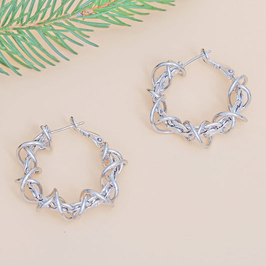 Wired Hoop White Gold 14k Dipped Earring for Women|1.25 inches - Premium Wholesale Jewelry from Pinktown - Just $14! Shop now at chiquestyles