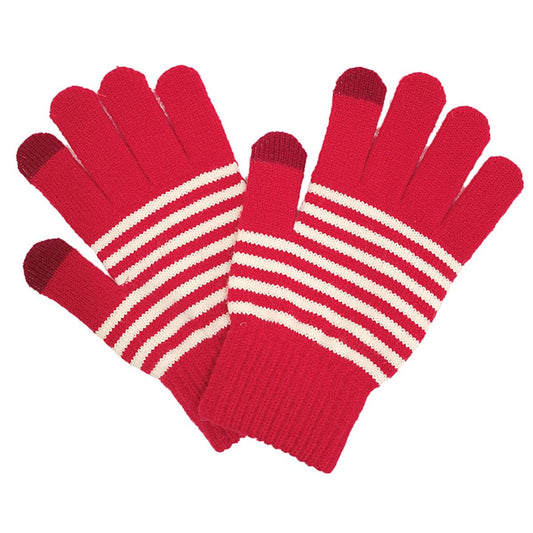 Gloves Red White Stripe Winter Gloves for Women|One Size - Premium Wholesale Fashion Accessories from Pinktown - Just $12! Shop now at chiquestyles