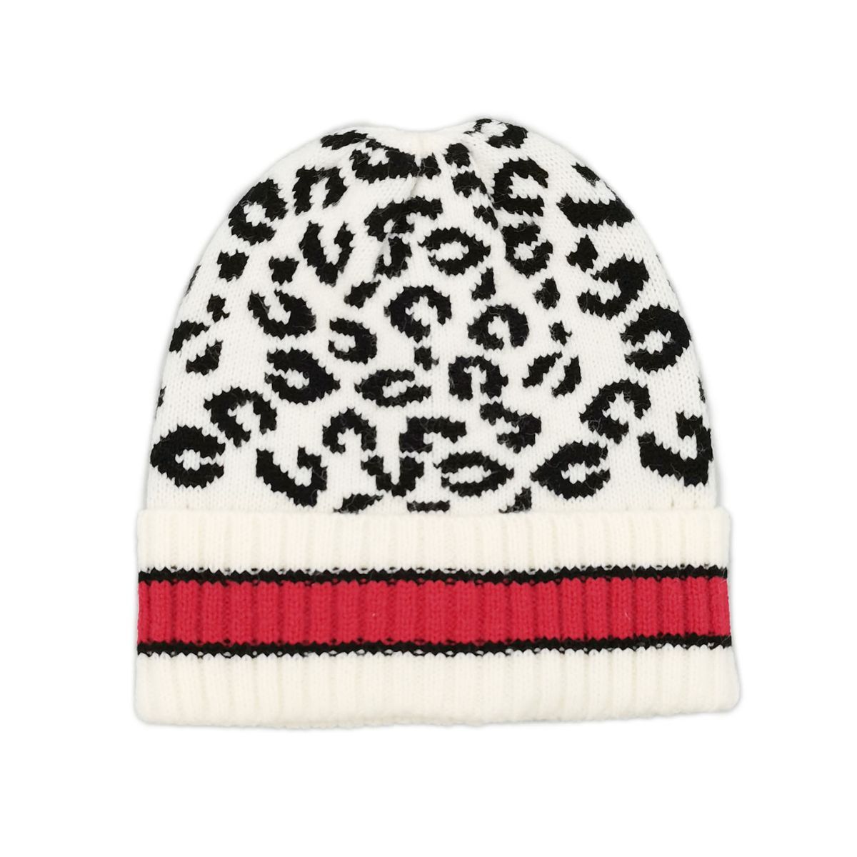 Beanie Hat Acrylic Ivory Leopard Hat for Women|One Size - Premium Wholesale Fashion Accessories from Pinktown - Just $17! Shop now at chiquestyles