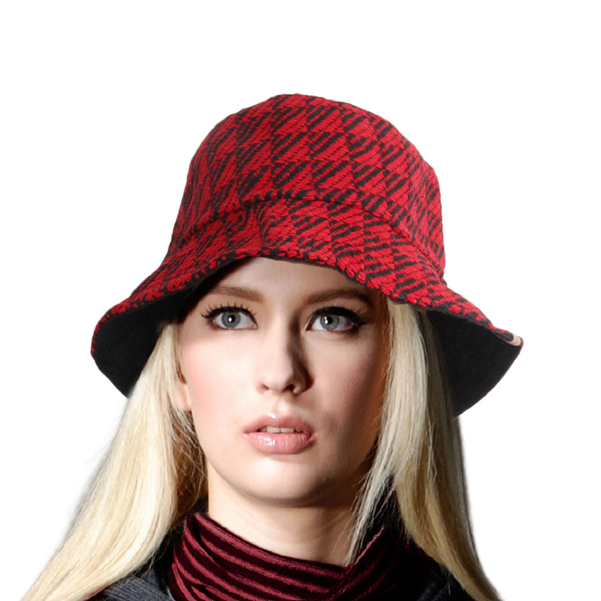 Red Geo Pattern Topstitch Bucket Hat|One Size - Premium Wholesale Fashion Accessories from Pinktown - Just $18! Shop now at chiquestyles