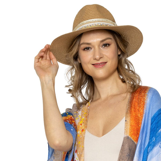 Camel Pearl Embellished Panama Hat|One Size - Premium Wholesale Fashion Accessories from Pinktown - Just $31! Shop now at chiquestyles