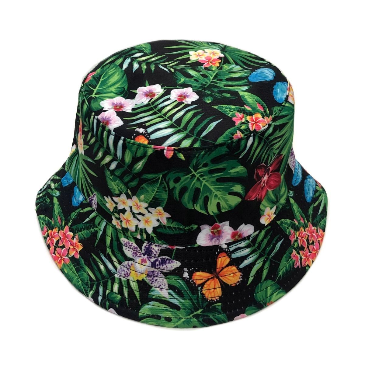 Green Black Tropical Reversible Bucket Hat|One Size - Premium Wholesale Fashion Accessories from Pinktown - Just $14! Shop now at chiquestyles