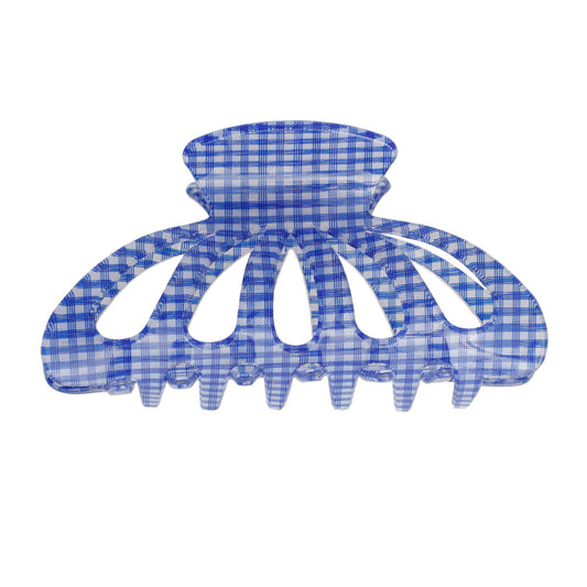 Blue Gingham Big Hair Claw Clip|4.1 inches - Premium Wholesale Fashion Accessories from Pinktown - Just $11! Shop now at chiquestyles