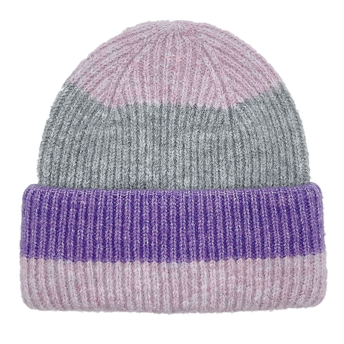 Beanie Purple Pink Striped Hat for Women|One Size - Premium Wholesale Fashion Accessories from Pinktown - Just $15! Shop now at chiquestyles