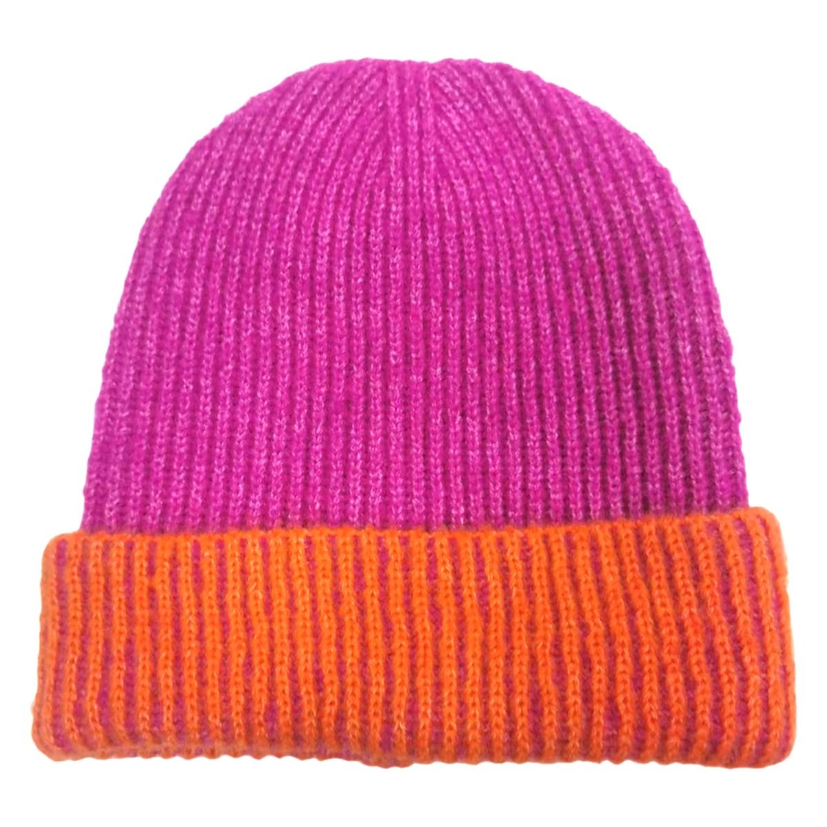 Beanie Fuchsia Two Tone Cuffed Hat for Women|One Size - Premium Wholesale Fashion Accessories from Pinktown - Just $15! Shop now at chiquestyles