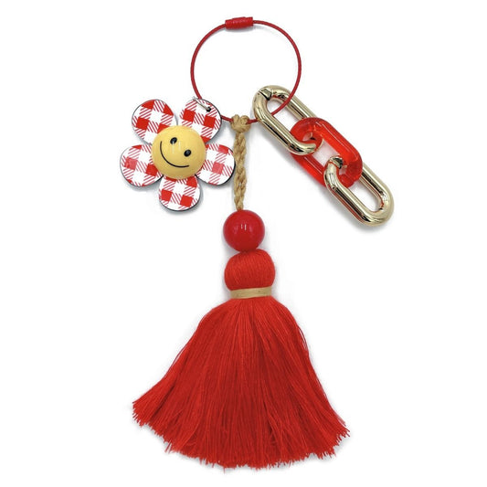 Red Gingham Flower Keychain Bag Charm|8 x 2 inches - Premium Wholesale Fashion Accessories from Pinktown - Just $12! Shop now at chiquestyles