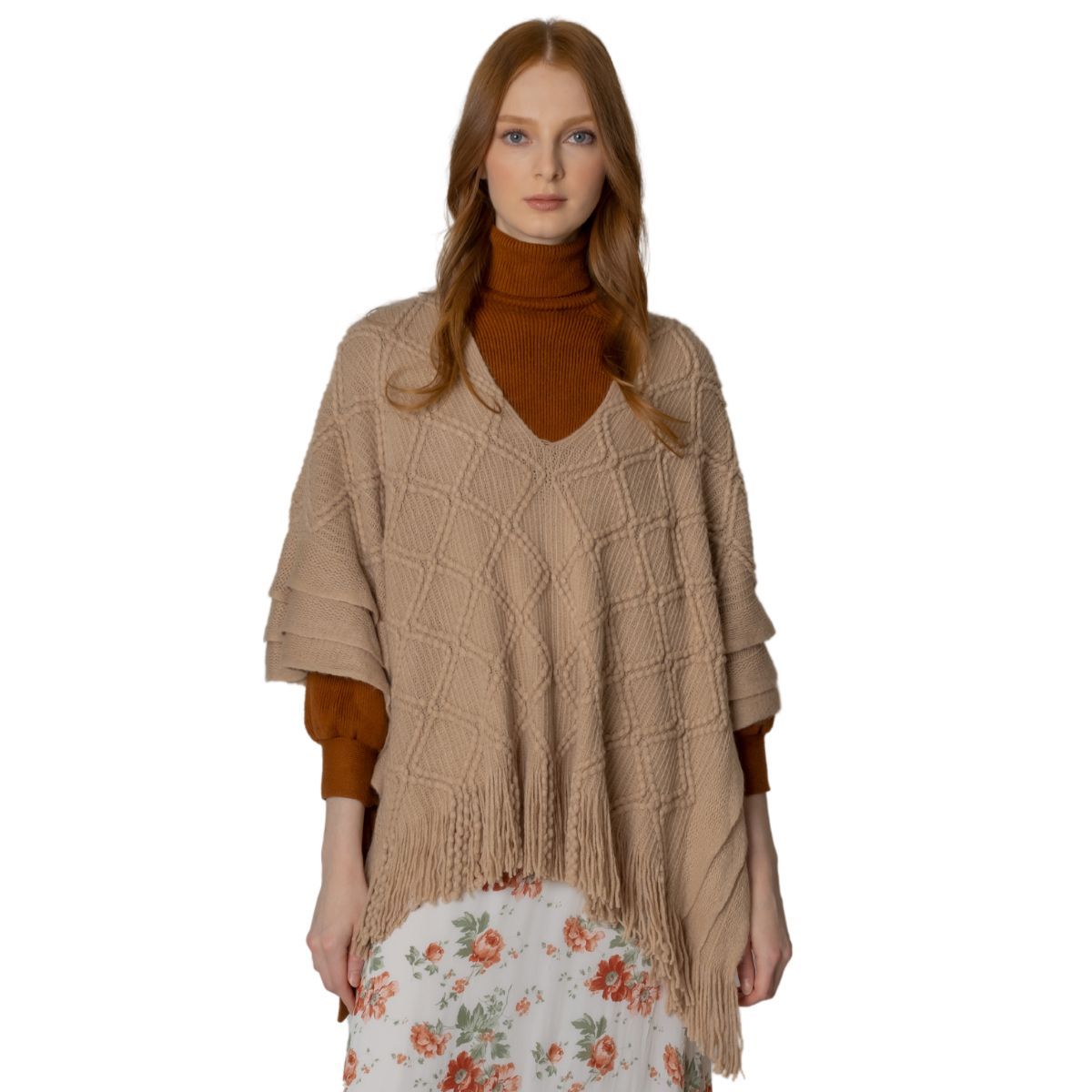 Beige Crochet Poncho|26 x 35 inches - Premium Wholesale Boutique Clothing from Pinktown - Just $53! Shop now at chiquestyles