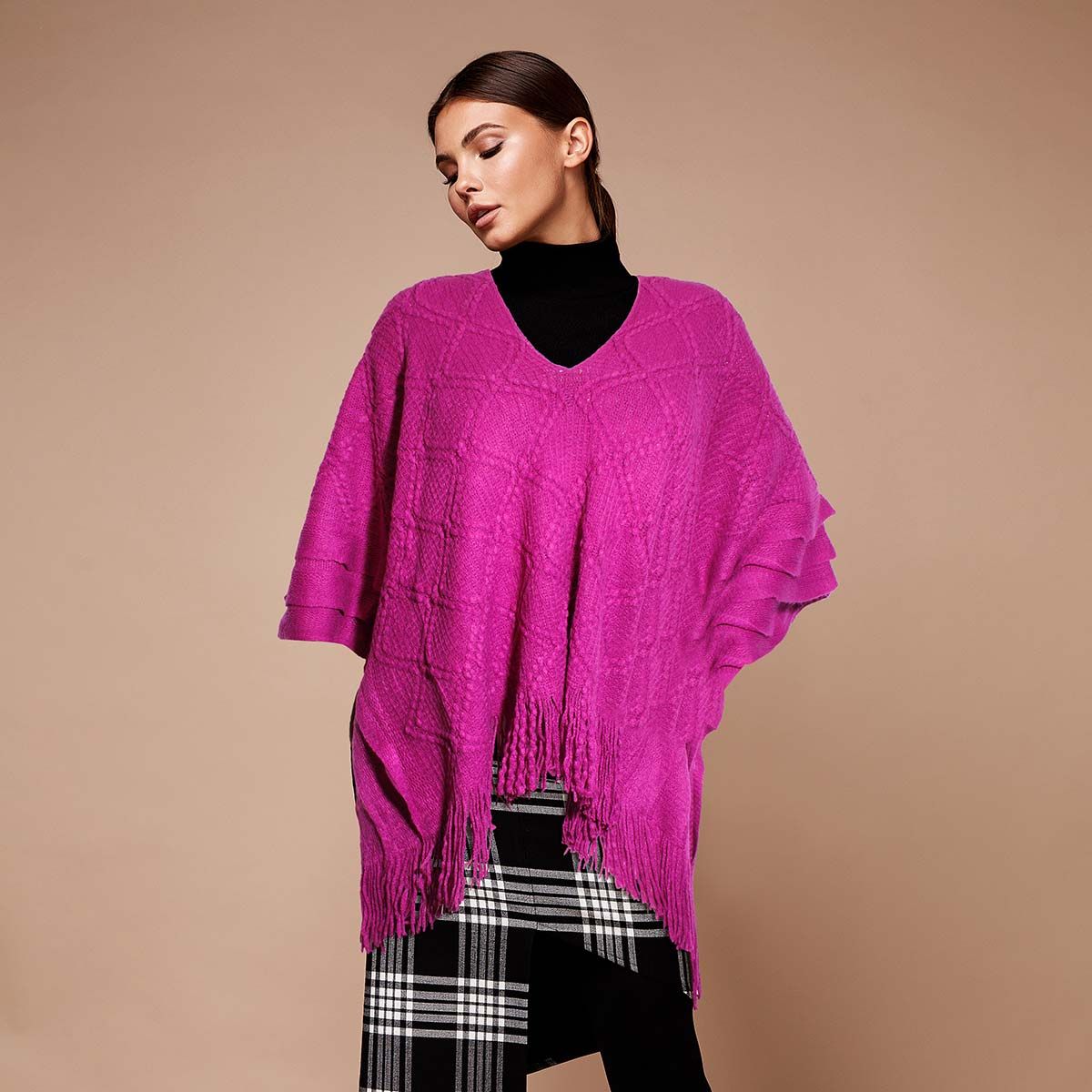 Berry Purple Crochet Poncho|26 x 35 inches - Premium Wholesale Boutique Clothing from Pinktown - Just $53! Shop now at chiquestyles