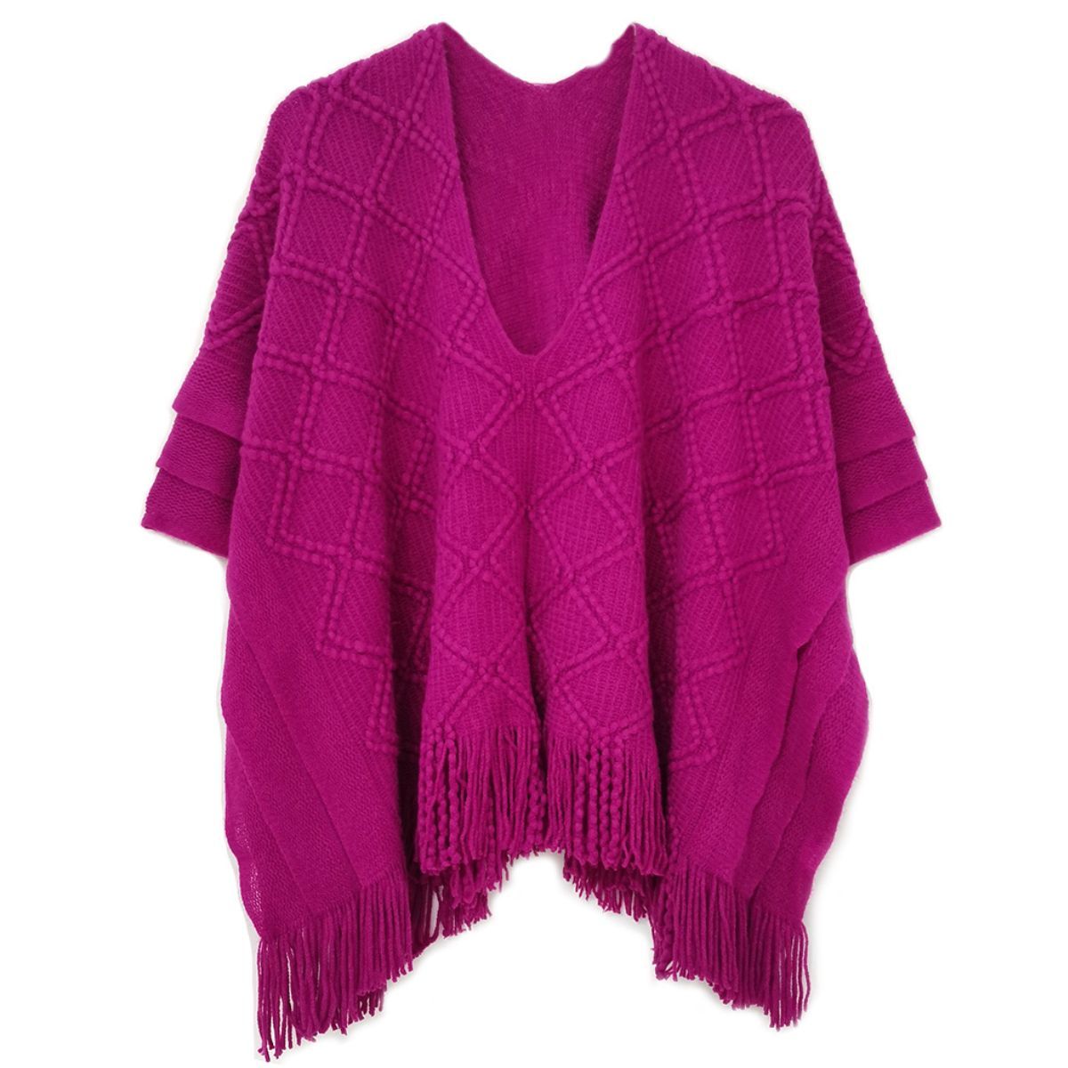 Berry Purple Crochet Poncho|26 x 35 inches - Premium Wholesale Boutique Clothing from Pinktown - Just $53! Shop now at chiquestyles