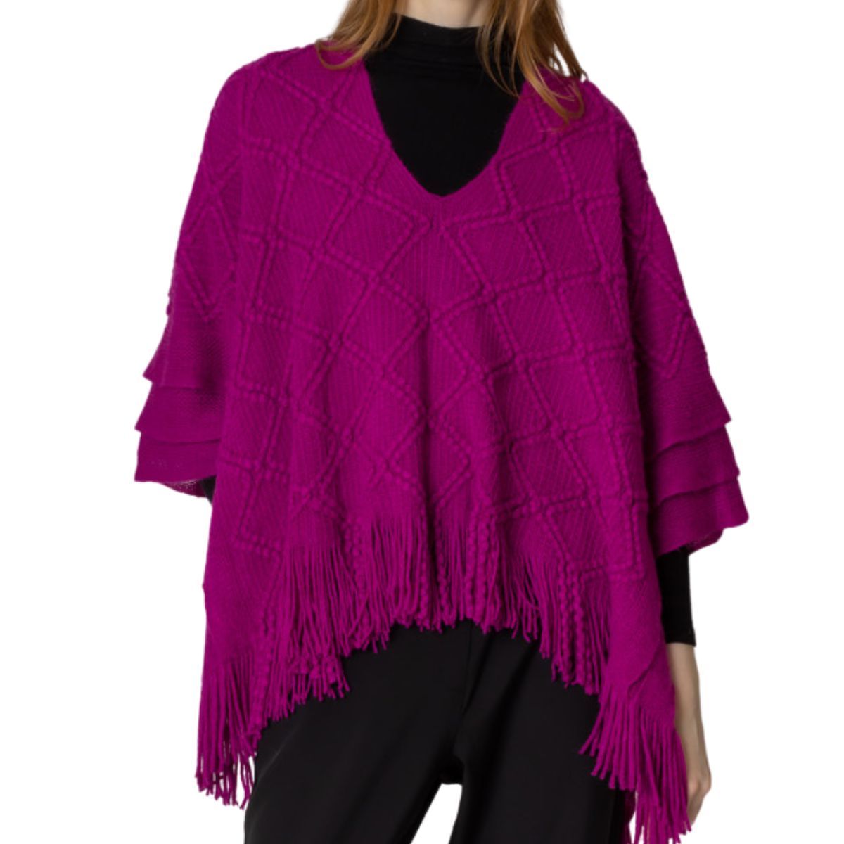 Berry Purple Crochet Poncho|26 x 35 inches - Premium Wholesale Boutique Clothing from Pinktown - Just $53! Shop now at chiquestyles