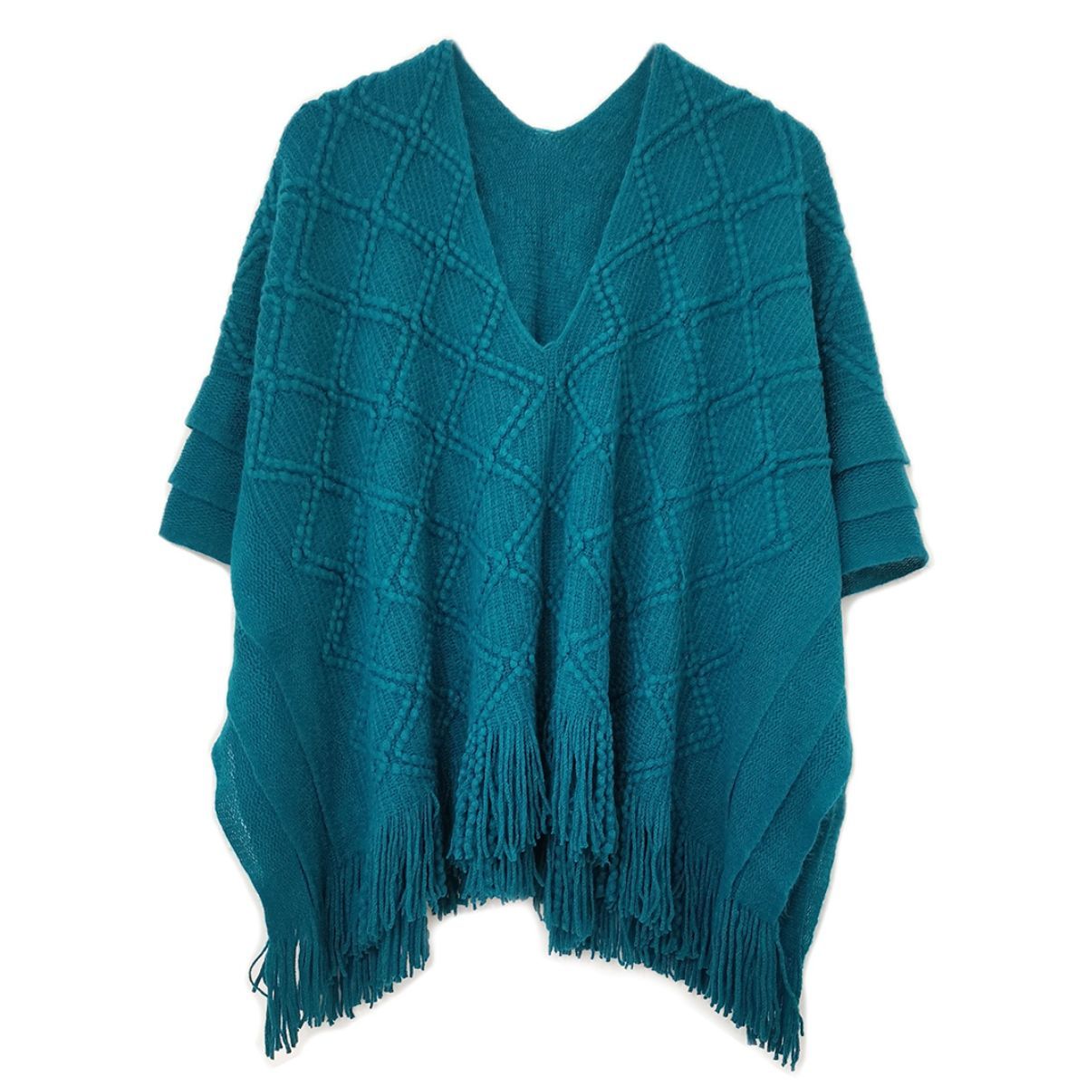 Teal Crochet Poncho|26 x 35 inches - Premium Wholesale Boutique Clothing from Pinktown - Just $53! Shop now at chiquestyles