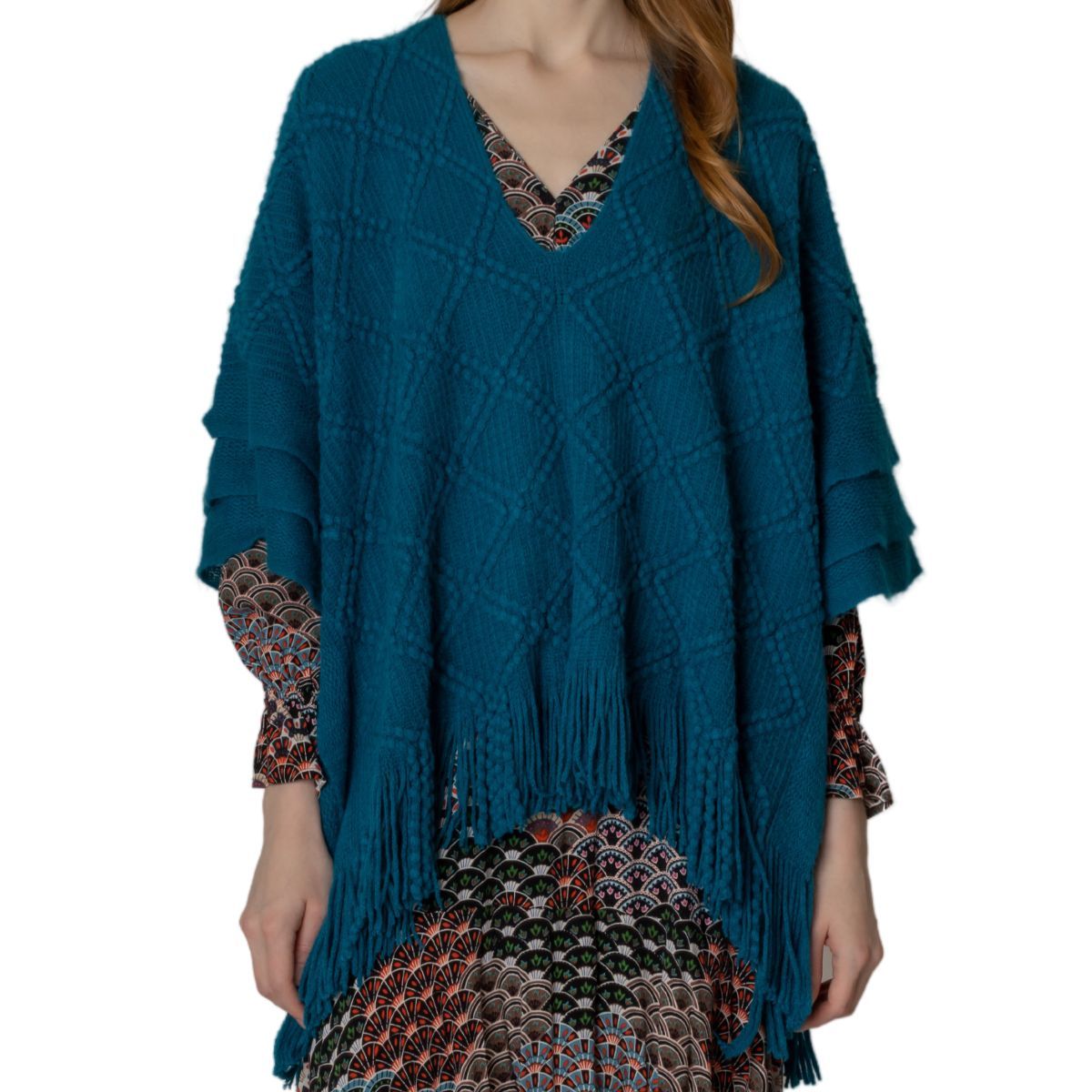 Teal Crochet Poncho|26 x 35 inches - Premium Wholesale Boutique Clothing from Pinktown - Just $53! Shop now at chiquestyles