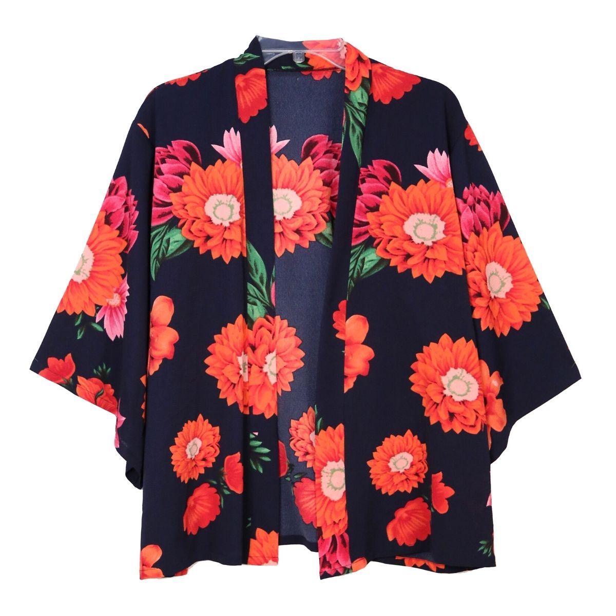 Navy Pink Flower Kimono|28.7 x 25.1 inches - Premium Wholesale Boutique Clothing from Pinktown - Just $25! Shop now at chiquestyles