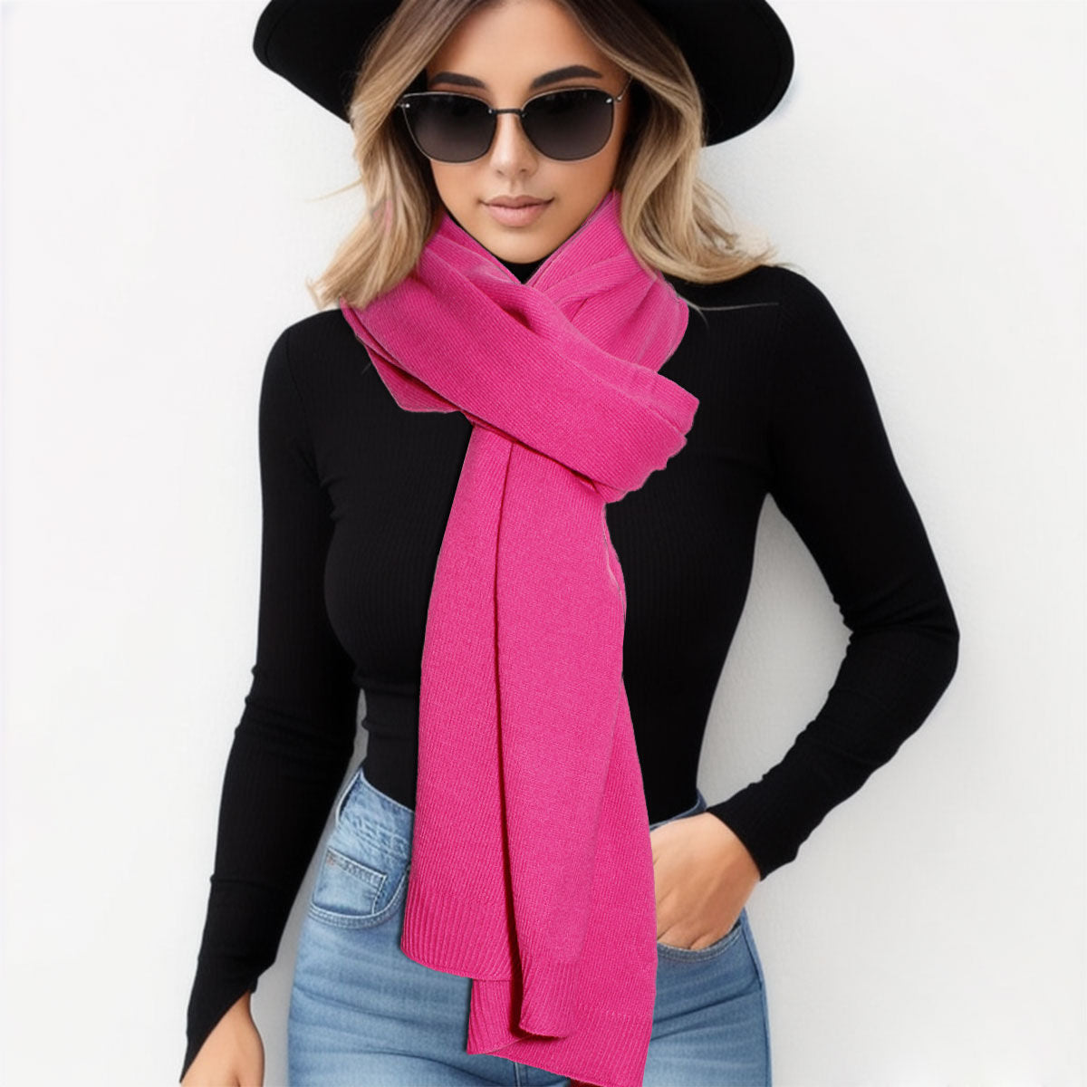 Scarf Poncho Acrylic Pink Convrtble Wrap for Women|24.8 x 75.6 inches - Premium Wholesale Fashion Accessories from Pinktown - Just $29! Shop now at chiquestyles