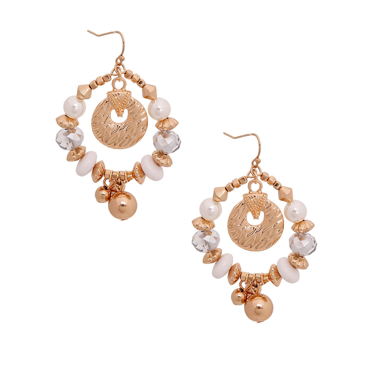 Gold Beaded Oval Earrings|2.25 inches - Premium Wholesale Jewelry from Pinktown - Just $11! Shop now at chiquestyles