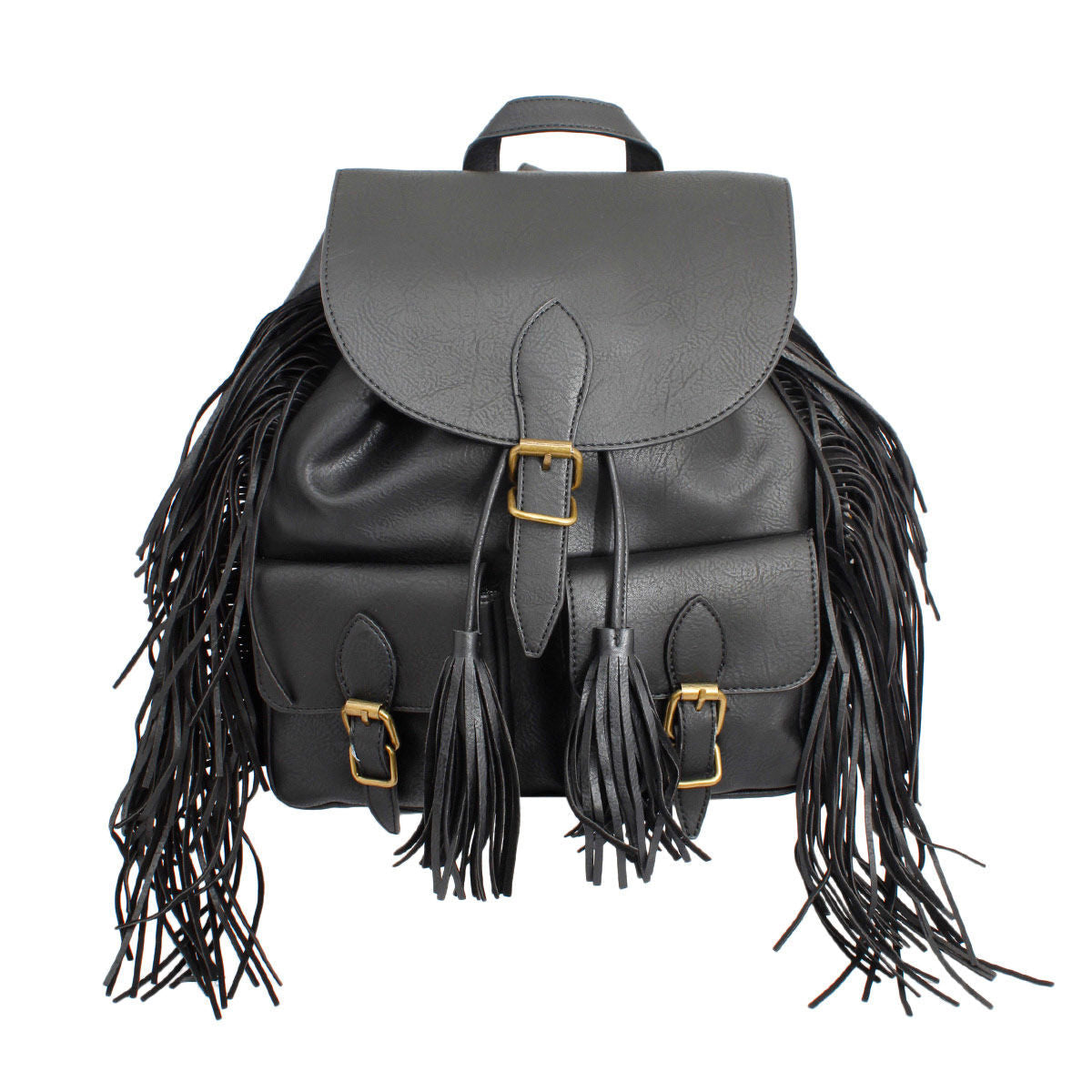 Backpack Black Leather Fringe Bag for Women - Premium Wholesale Fashion Accessories from Pinktown - Just $58! Shop now at chiquestyles