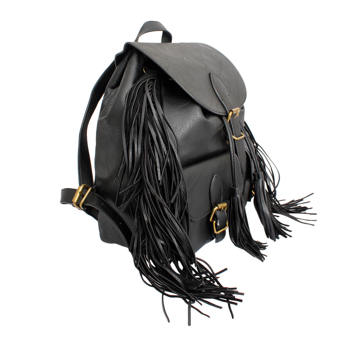 Backpack Black Leather Fringe Bag for Women - Premium Wholesale Fashion Accessories from Pinktown - Just $58! Shop now at chiquestyles