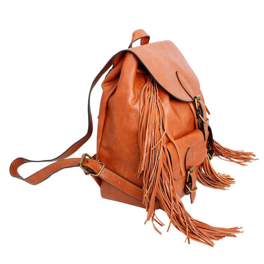 Backpack Brown Leather Fringe Bag for Women - Premium Wholesale Fashion Accessories from Pinktown - Just $58! Shop now at chiquestyles