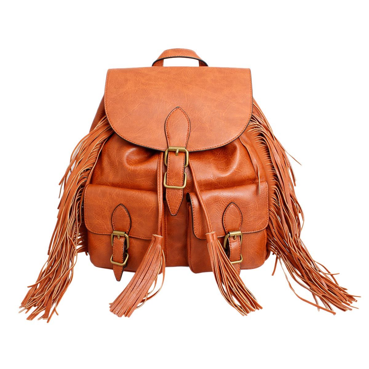 Backpack Brown Leather Fringe Bag for Women - Premium Wholesale Fashion Accessories from Pinktown - Just $58! Shop now at chiquestyles