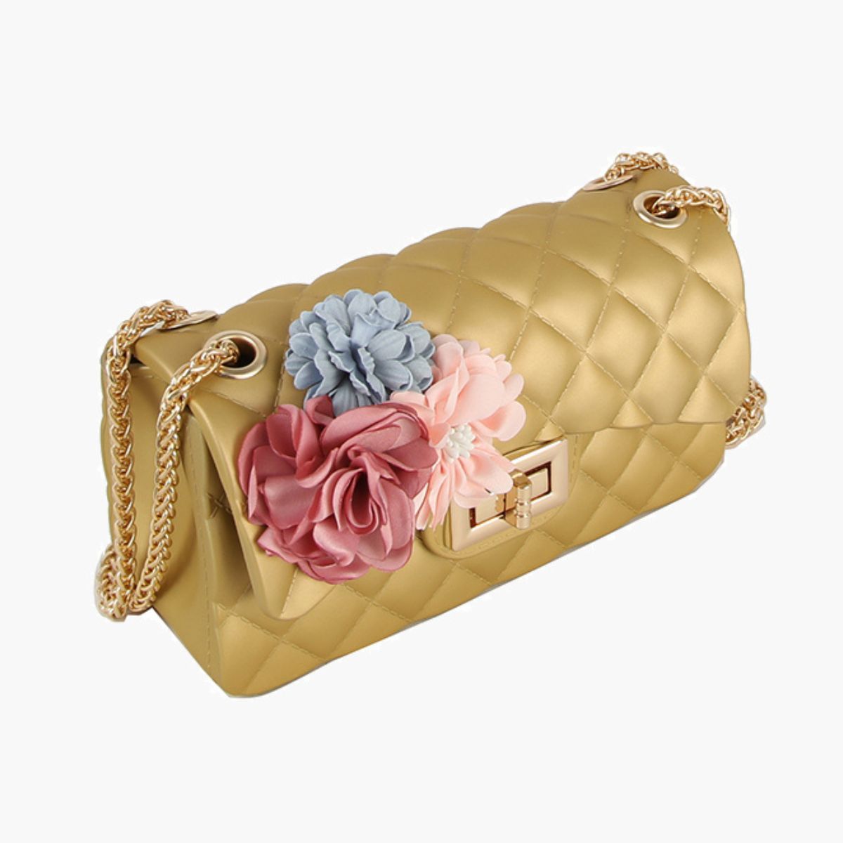 Purse Gold Quilted Jelly Crossbody Bag for Women - Premium Wholesale Fashion Accessories from Pinktown - Just $26! Shop now at chiquestyles