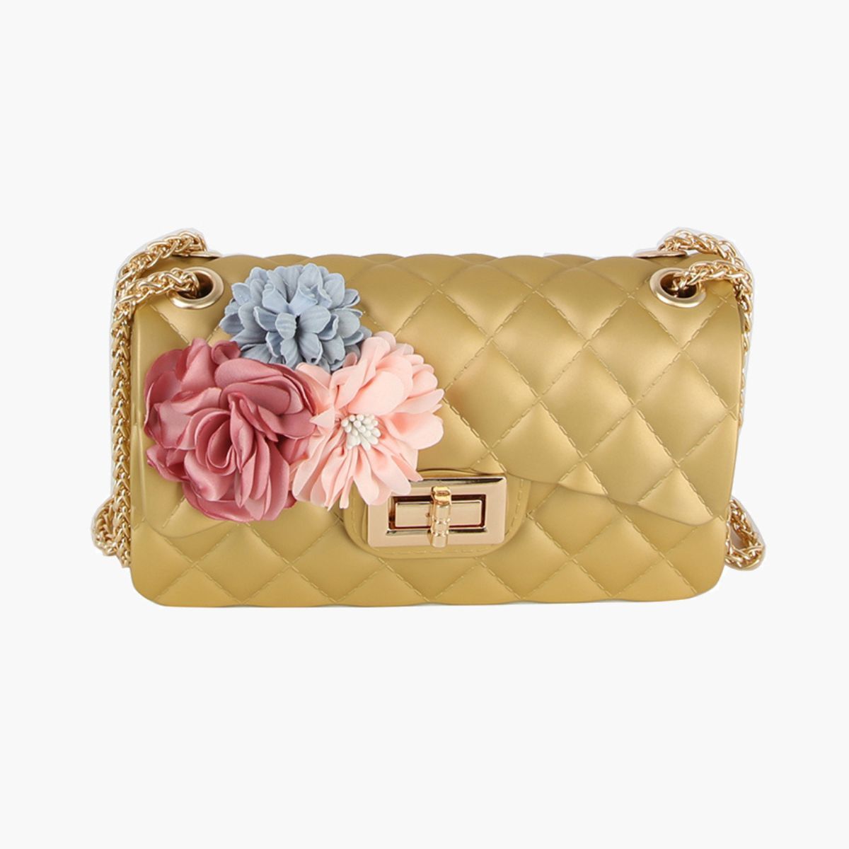 Purse Gold Quilted Jelly Crossbody Bag for Women - Premium Wholesale Fashion Accessories from Pinktown - Just $26! Shop now at chiquestyles